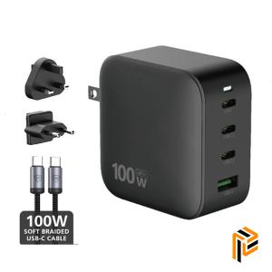 Micropack MWC-4100 100W GaN USB & Tri USB-C Black Universal Travel Charger